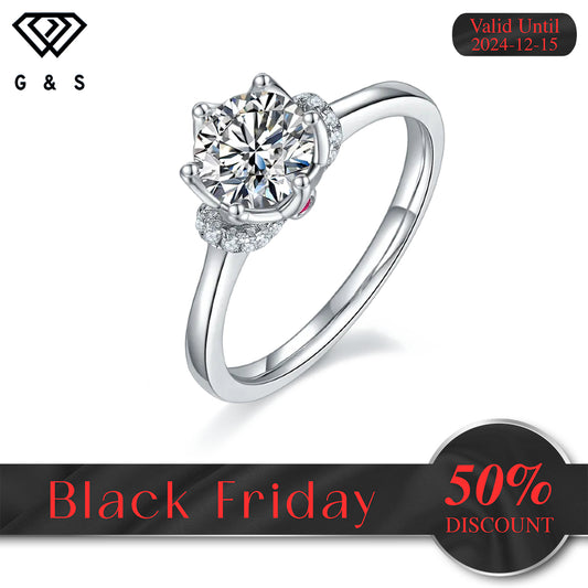 Exquisite Floral 1.00ct Moissanite Engagement Ring Set in Sterling Silver - Black Friday