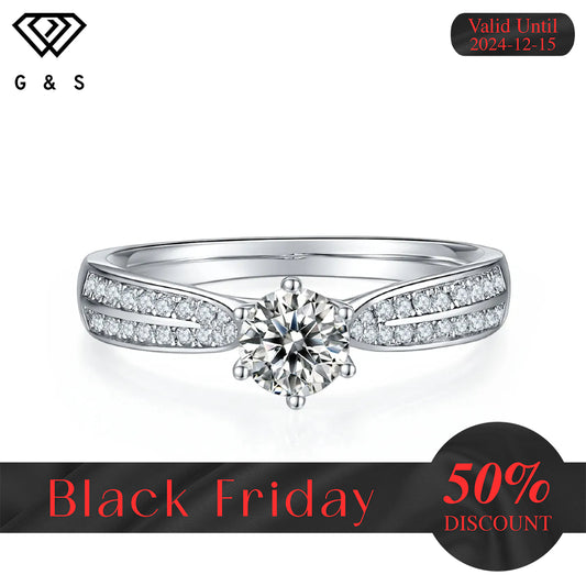 Classic Pave 0.50ct Moissanite Engagement Ring Set in Sterling Silver - Black Friday