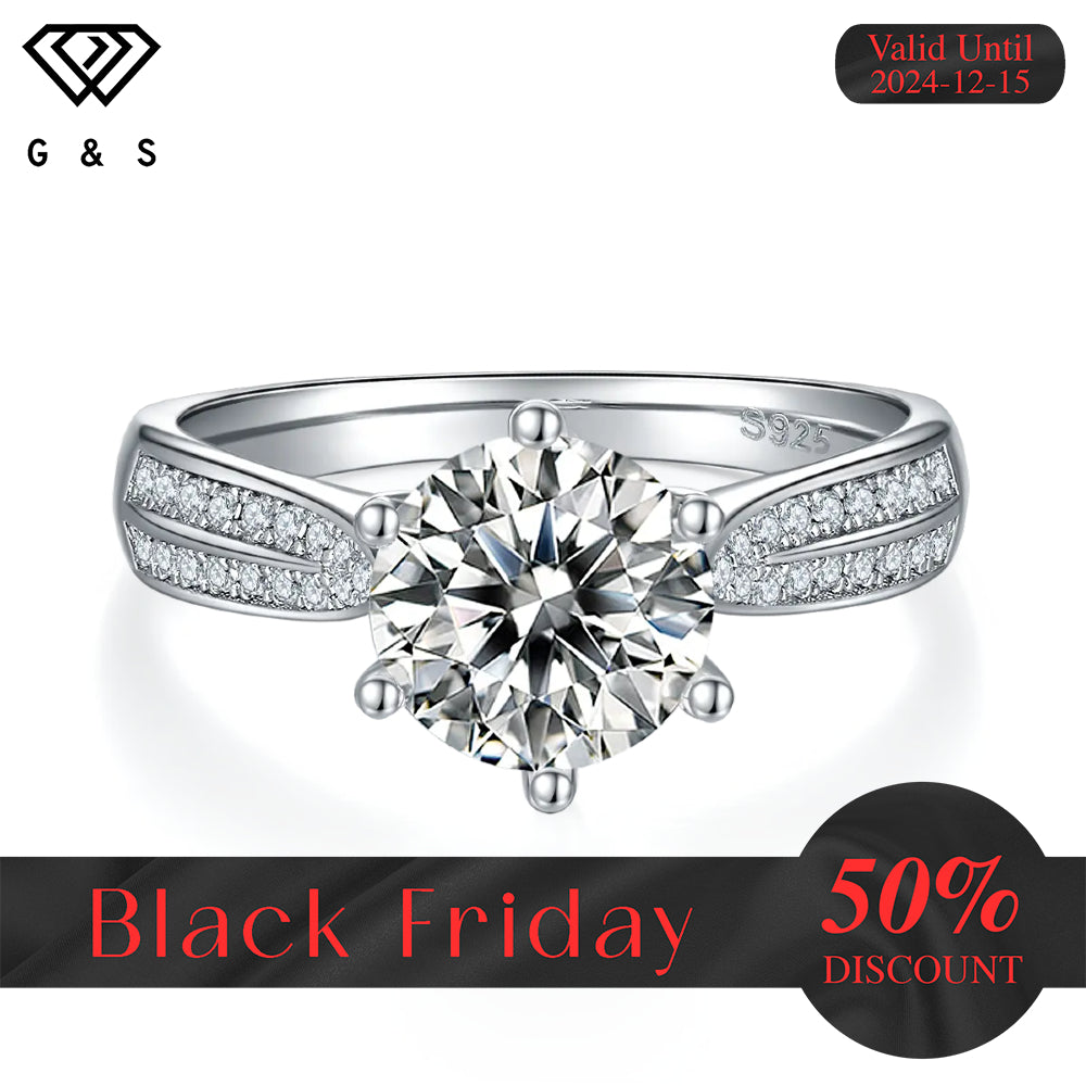 Classic Pave 2.00ct Moissanite Engagement Ring Set in Sterling Silver - Black Friday