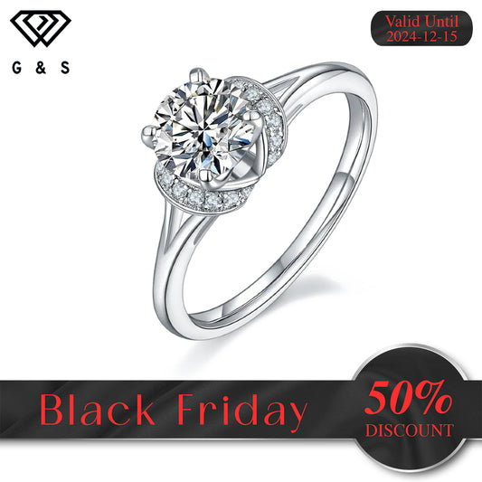 Exquisite 1.00ct Moissanite Engagement Ring Set in Sterling Silver - Black Friday