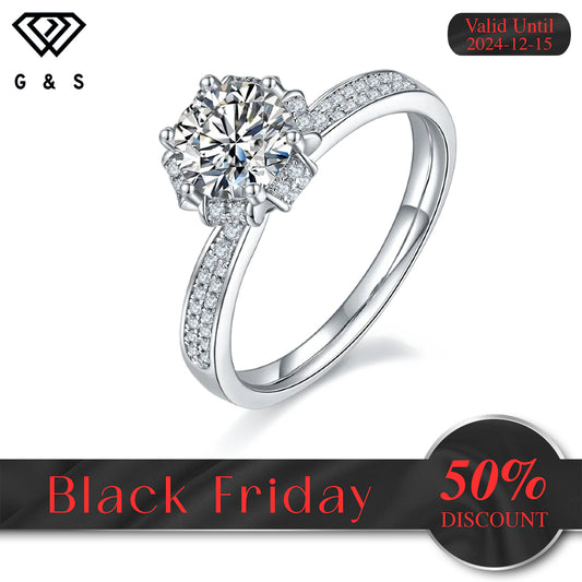 Vintage Pave 1.00ct Moissanite Engagement Ring Set In Sterling Silver - Black Friday