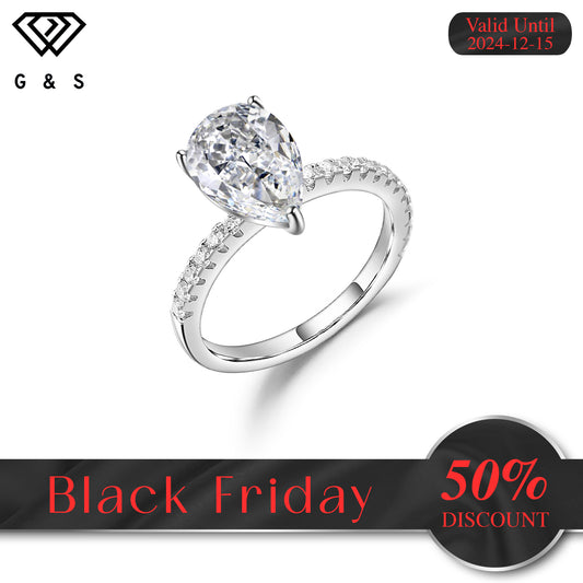 Exquisite Pear Shape 1.25ct Moissanite Engagement Ring Set in Sterling Silver - Black Friday