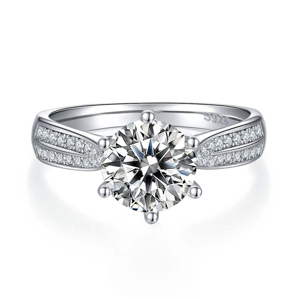 Classic Pave 2.00ct Moissanite Engagement Ring Set in Sterling Silver