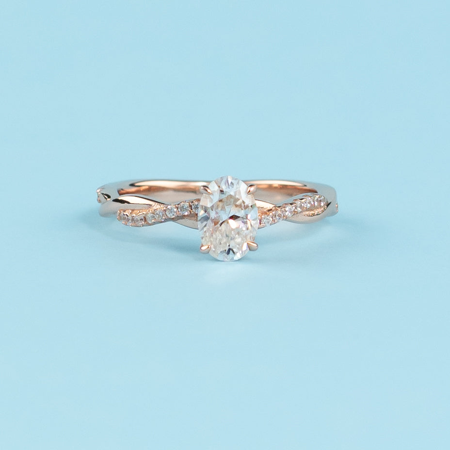 Timeless Infinity Oval Cut Moissanite Engagement Ring - 18ct Rose Gold Plated