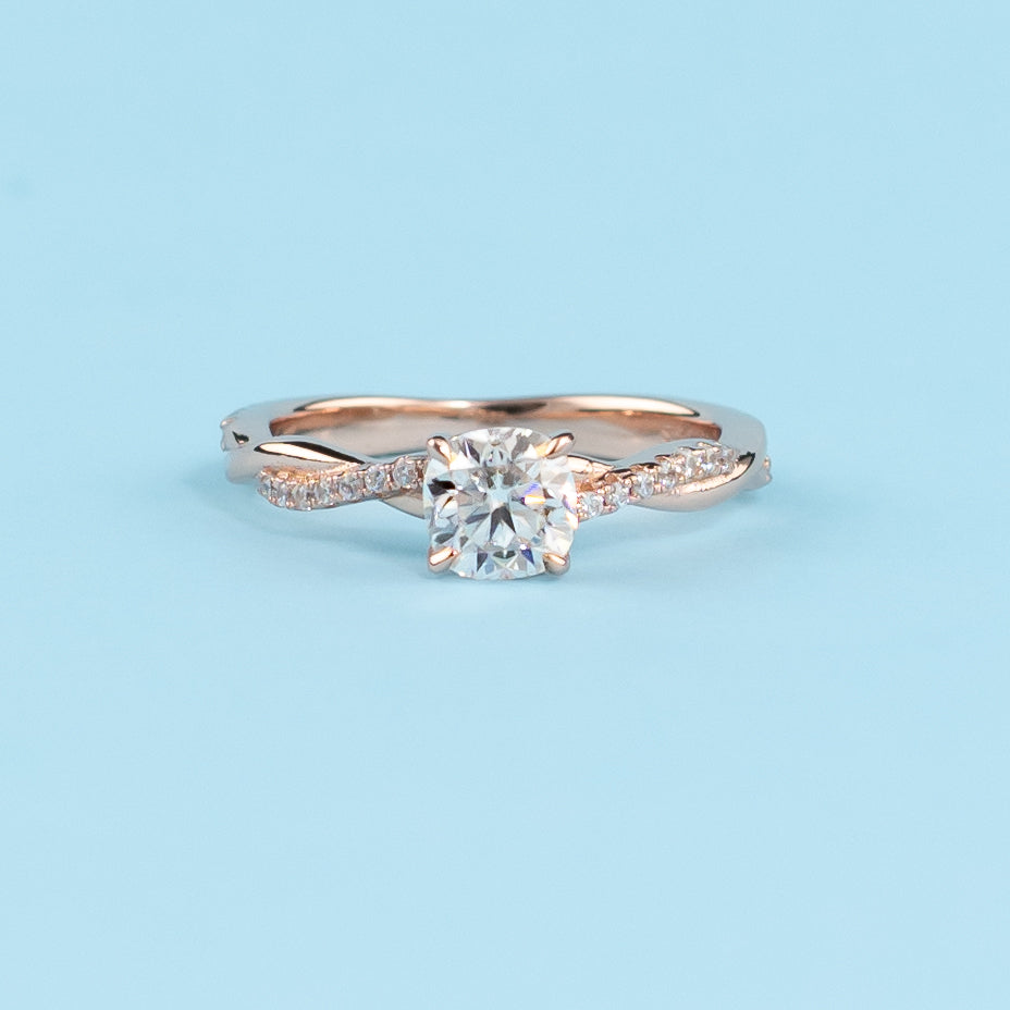 Timeless Infinity Cushion Cut Moissanite Engagement Ring - 18ct Rose Gold Plated