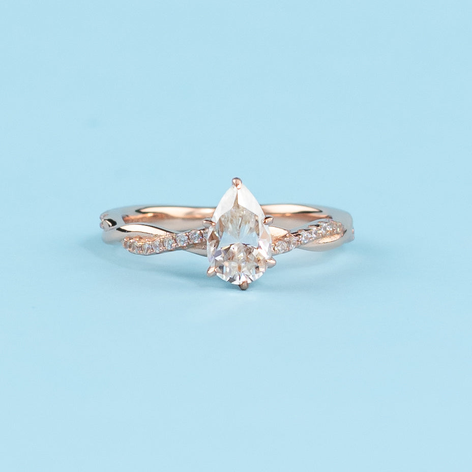 Timeless Infinity Pear Shape Moissanite Engagement Ring - 18ct Rose Gold Plated