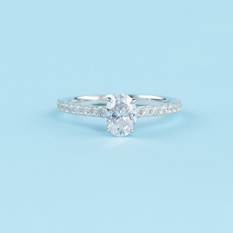 Hidden Elegance Oval Cut Moissanite Engagement Ring