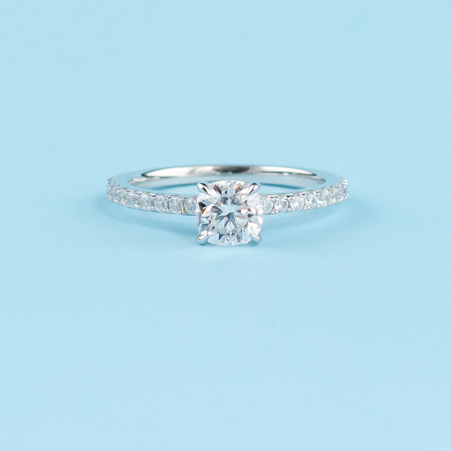 Hidden Elegance Cushion Cut Moissanite Engagement Ring