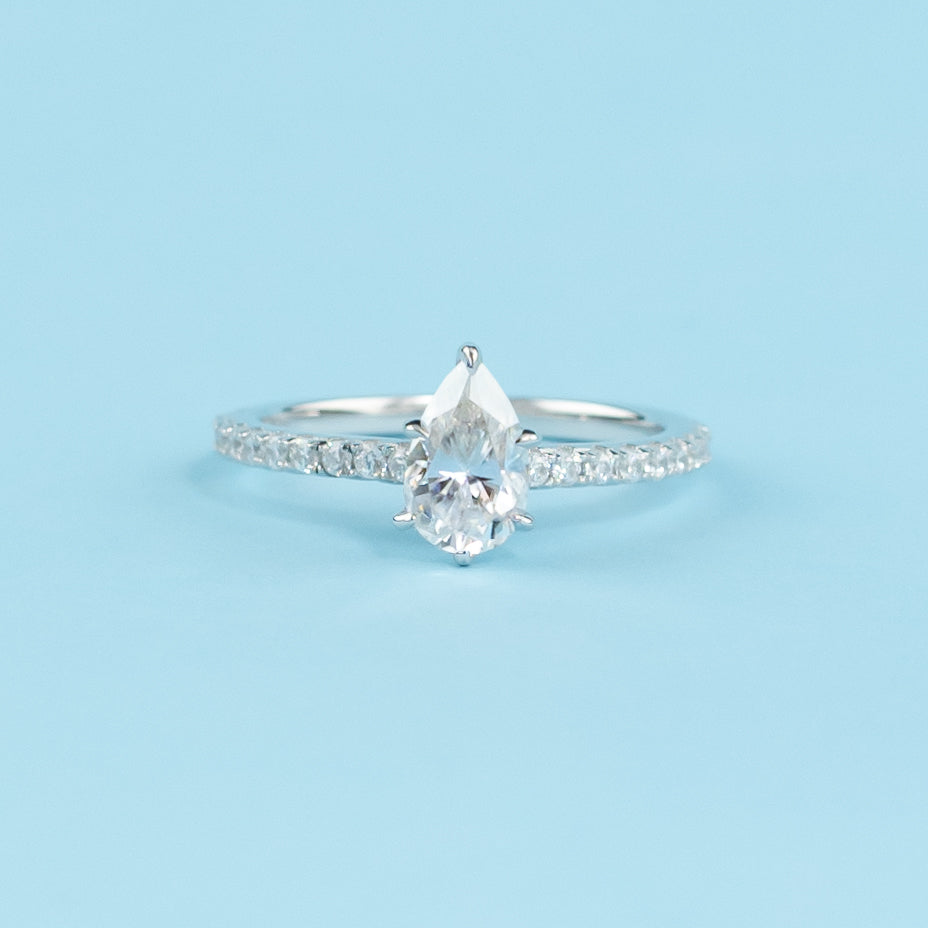 Hidden Elegance Pear Shape Moissanite Engagement Ring