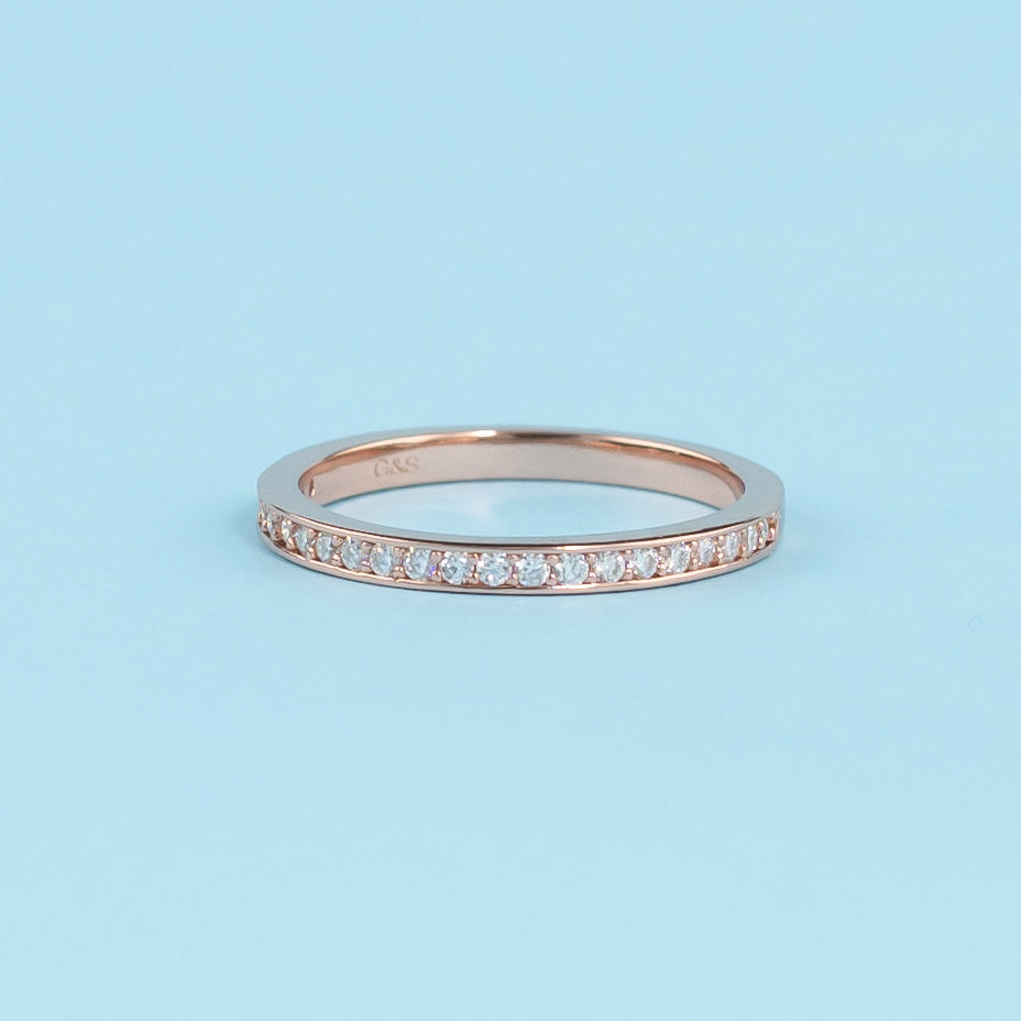 Forever Classic Pave Moissanite Wedding Band - 18ct Rose Gold Plated