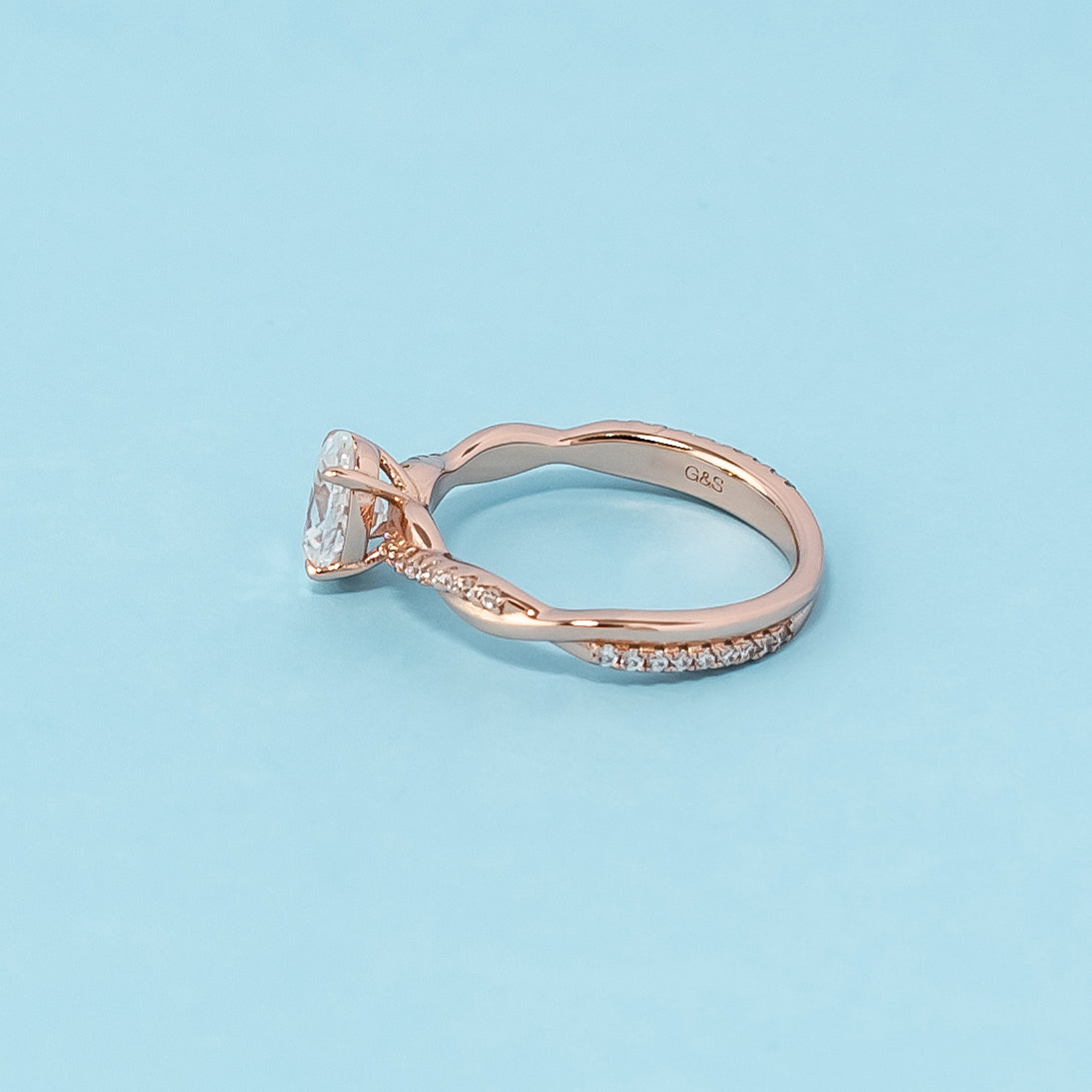 Timeless Infinity Oval Cut Moissanite Engagement Ring - 18ct Rose Gold Plated