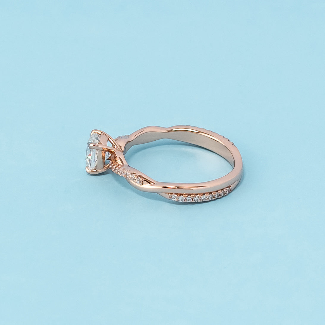 Timeless Infinity Cushion Cut Moissanite Engagement Ring - 18ct Rose Gold Plated