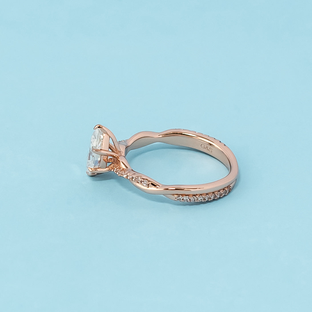 Timeless Infinity Pear Shape Moissanite Engagement Ring - 18ct Rose Gold Plated