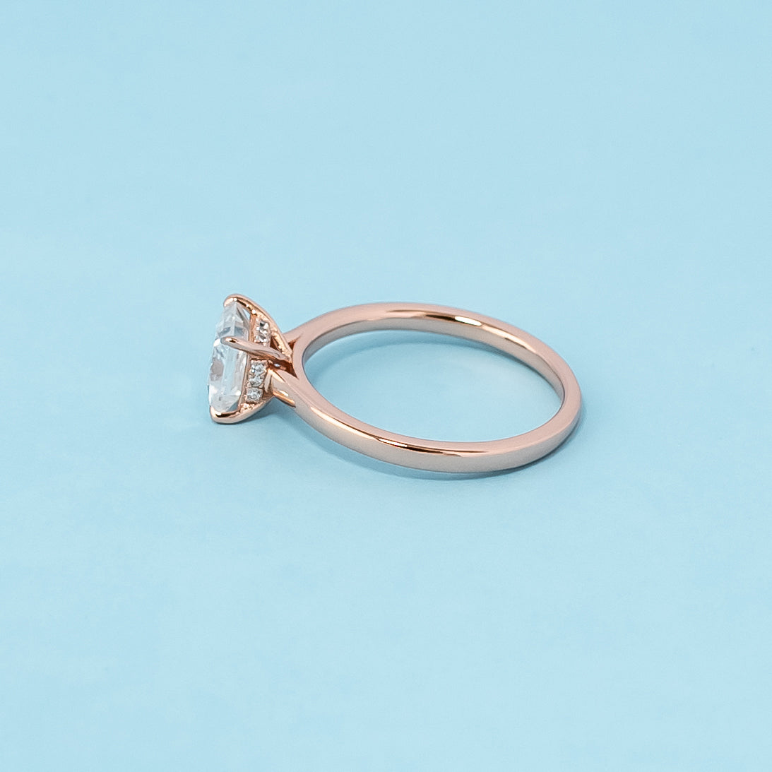 Secret Sparkle Hidden Halo Princess Cut Moissanite Engagement Ring - 18ct Rose Gold Plated