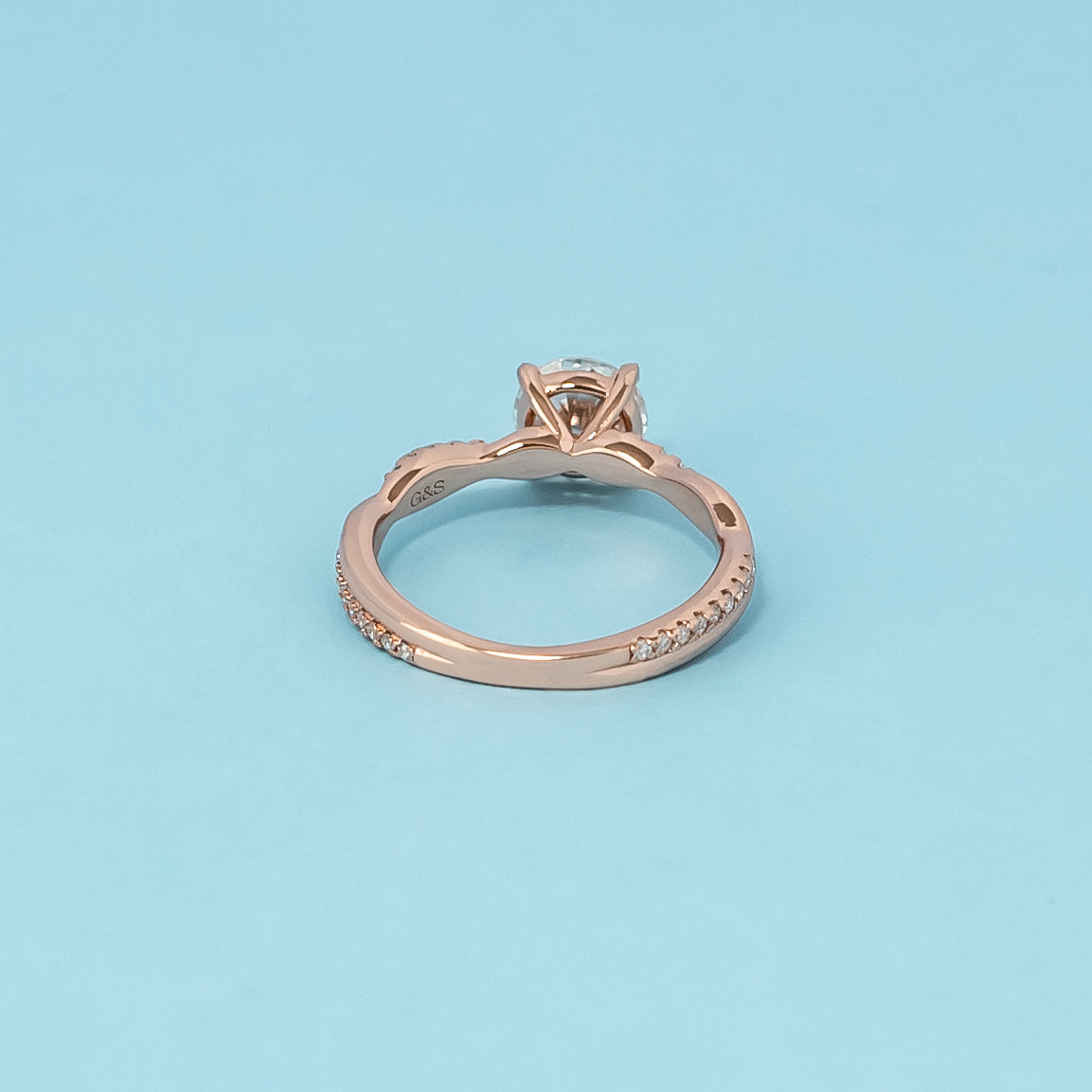 Timeless Infinity Round Brilliant Moissanite Engagement Ring - 18ct Rose Gold Plated