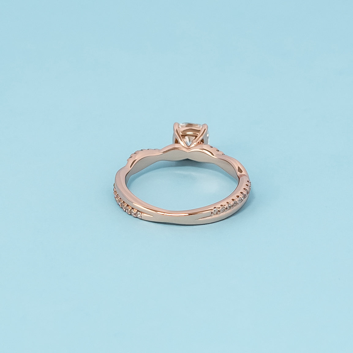 Timeless Infinity Cushion Cut Moissanite Engagement Ring - 18ct Rose Gold Plated