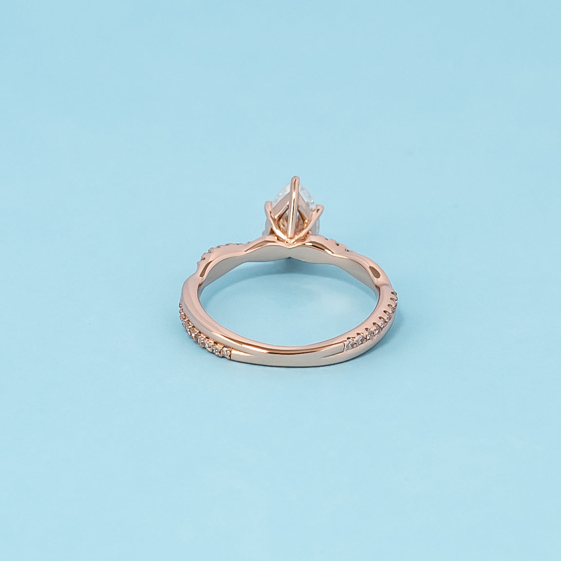 Timeless Infinity Pear Shape Moissanite Engagement Ring - 18ct Rose Gold Plated