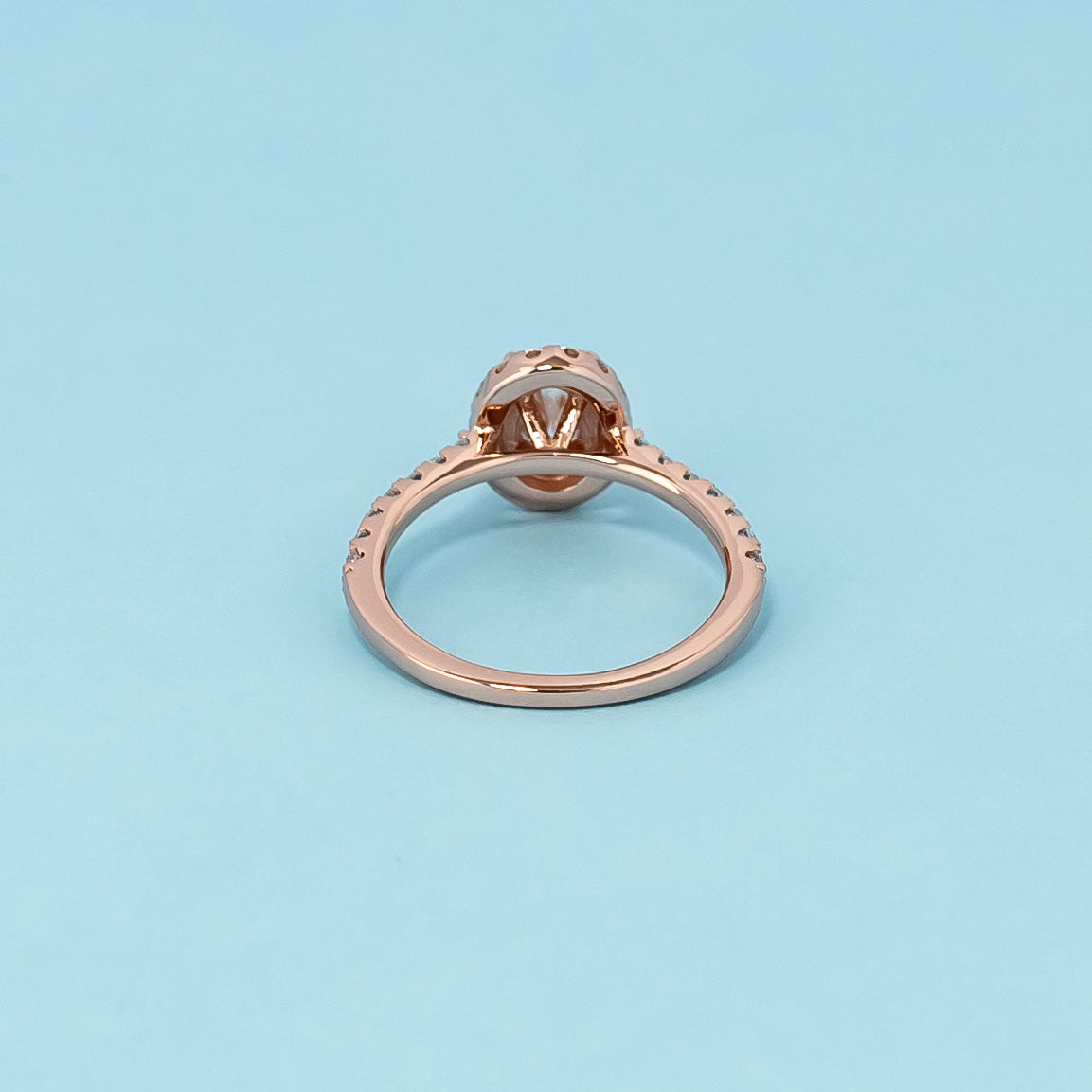 Forever Classic Halo Oval Cut Moissanite Engagement Ring - 18ct Rose Gold Plated