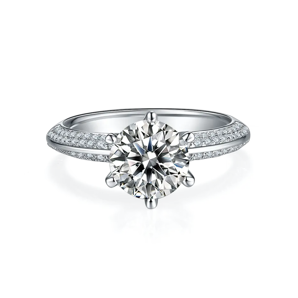 Elegant Pave 2.00ct Moissanite Engagement Ring