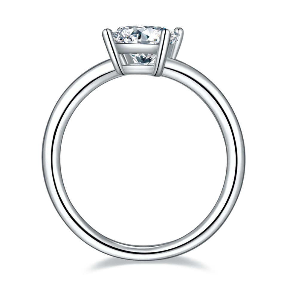 Classic 4 Claw Princess Cut Solitaire 1.00ct Moissanite Engagement Ring Set in Sterling Silver - Black Friday