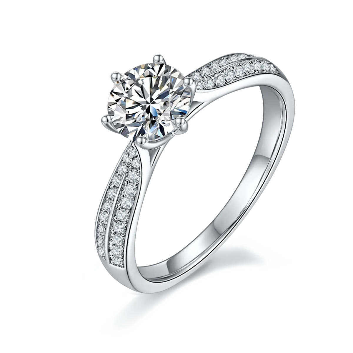 Classic Pave 1.00ct Moissanite Engagement Ring Set in Sterling Silver - Black Friday