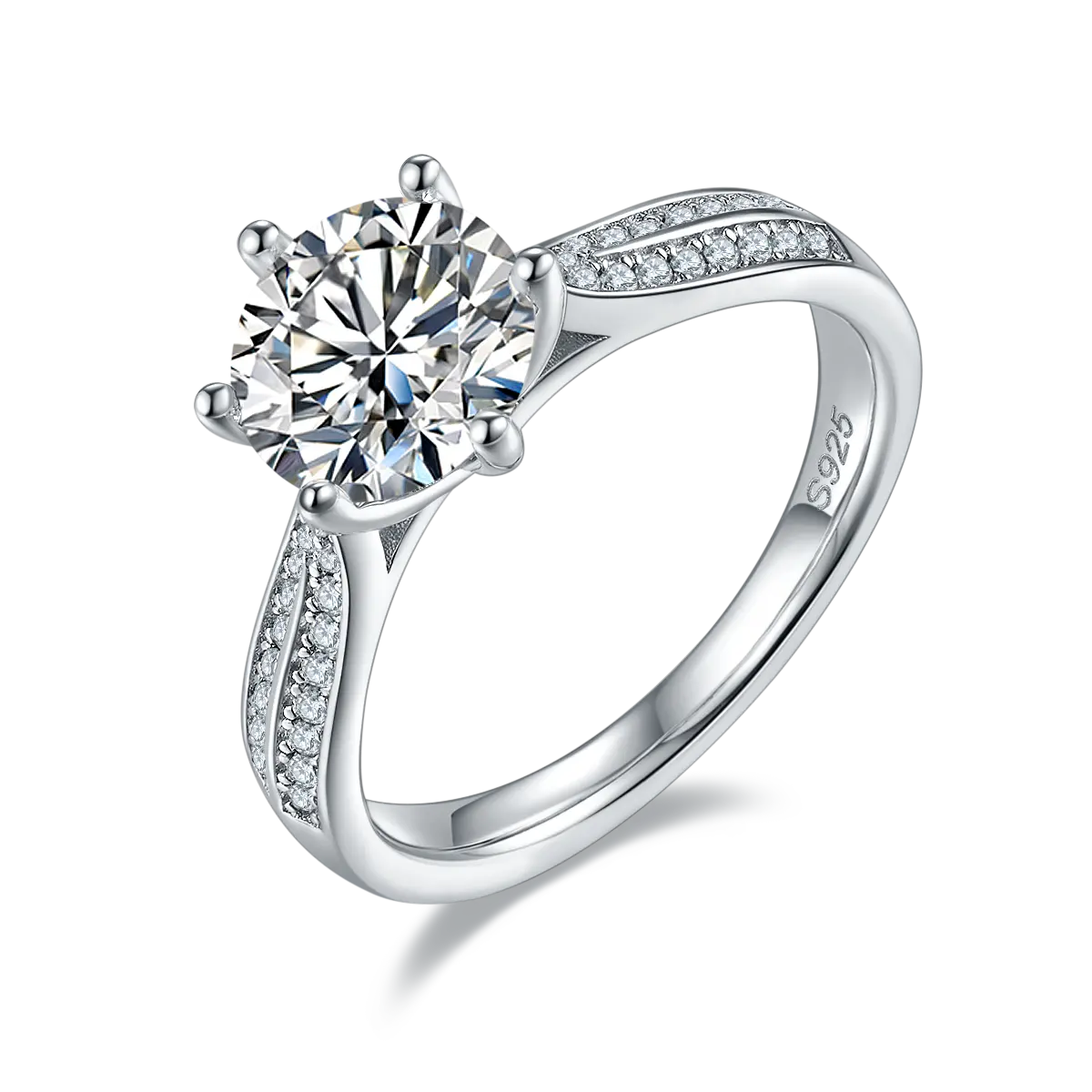 Classic Pave 2.00ct Moissanite Engagement Ring Set in Sterling Silver - Black Friday