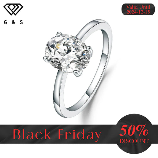 Classic 4 Claw Oval Solitaire 1.00ct Moissanite Engagement Ring Set in Sterling Silver - Black Friday