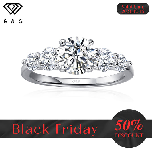 Eternal Brilliance Five-Stone Round Brilliant Moissanite Engagement Ring - Black Friday