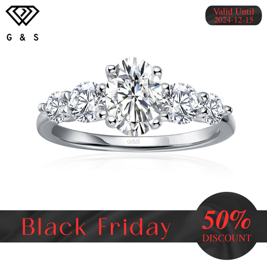 Eternal Brilliance Five-Stone Oval Cut Moissanite Engagement Ring - Black Friday