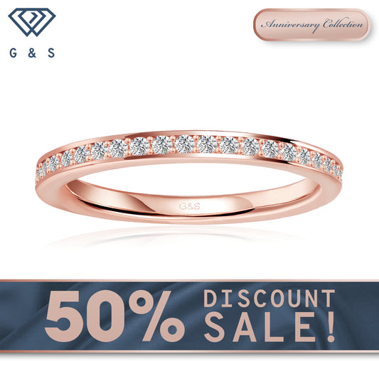 Forever Classic Pave Moissanite Wedding Band - 18ct Rose Gold Plated