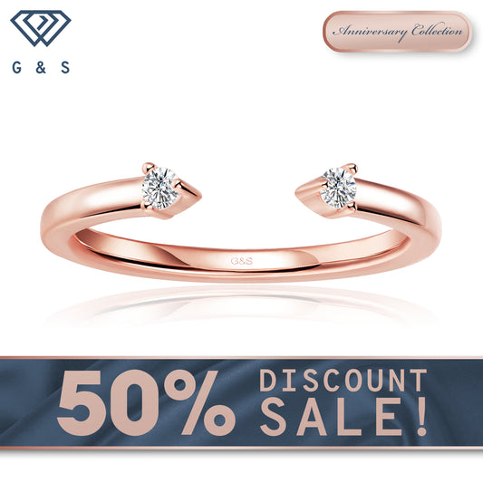 Infinite Love Moissanite Wedding Band Set in Sterling Silver - 18ct Rose Gold Plated