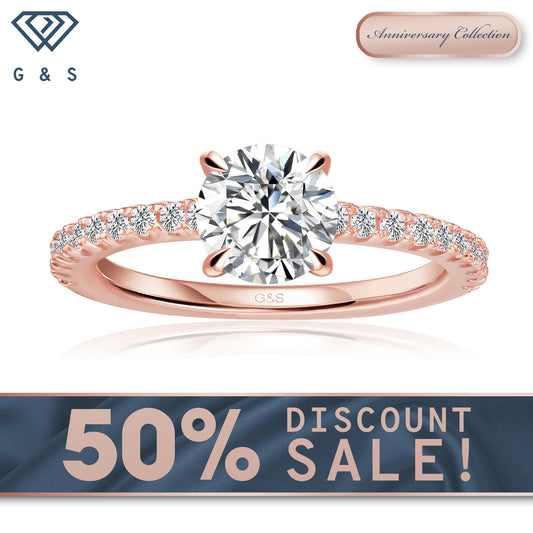 Hidden Elegance Round Brilliant Moissanite Engagement Ring - 18ct Rose Gold Plated