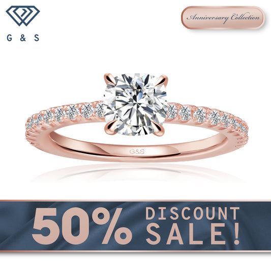 Hidden Elegance Cushion Cut Moissanite Engagement Ring - 18ct Rose Gold Plated