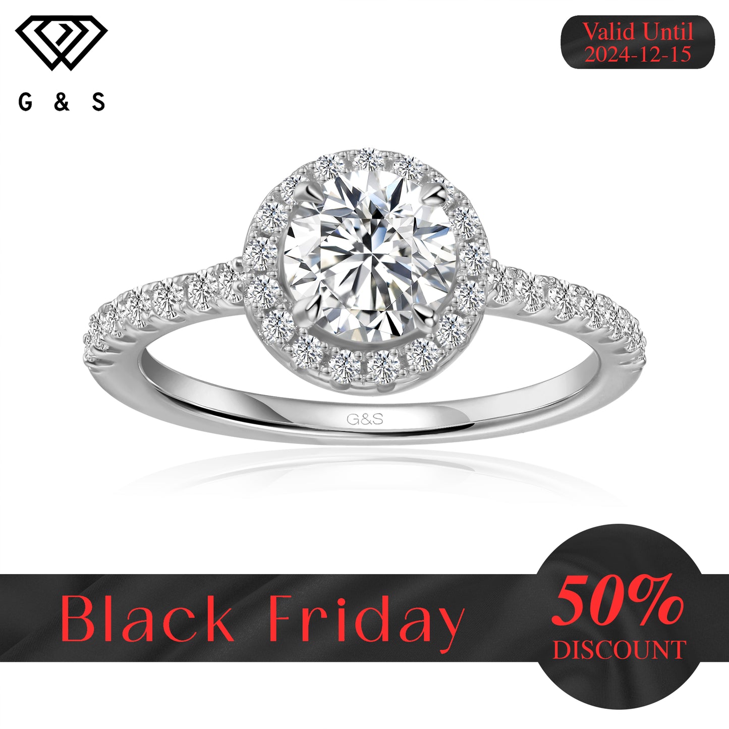 Forever Classic Halo Round Brilliant Moissanite Engagement Ring - Black Friday