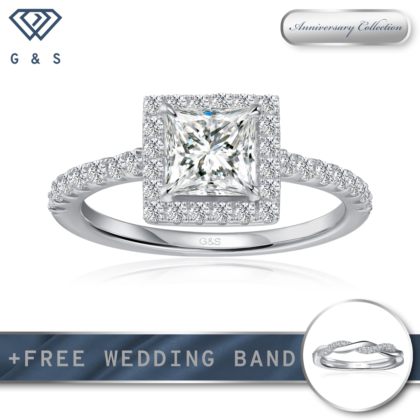 Forever Classic Halo Princess Cut Moissanite Engagement Ring