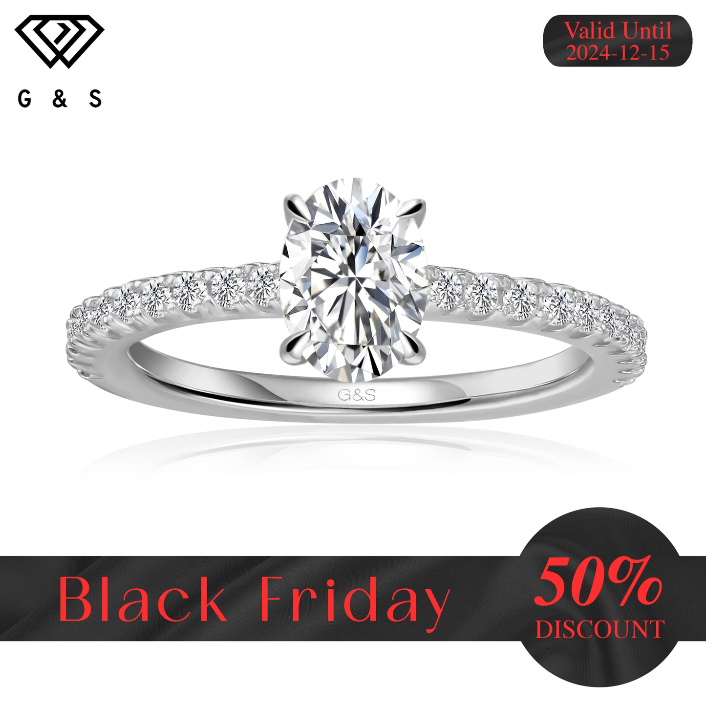 Hidden Elegance Oval Cut Moissanite Engagement Ring - Black Friday