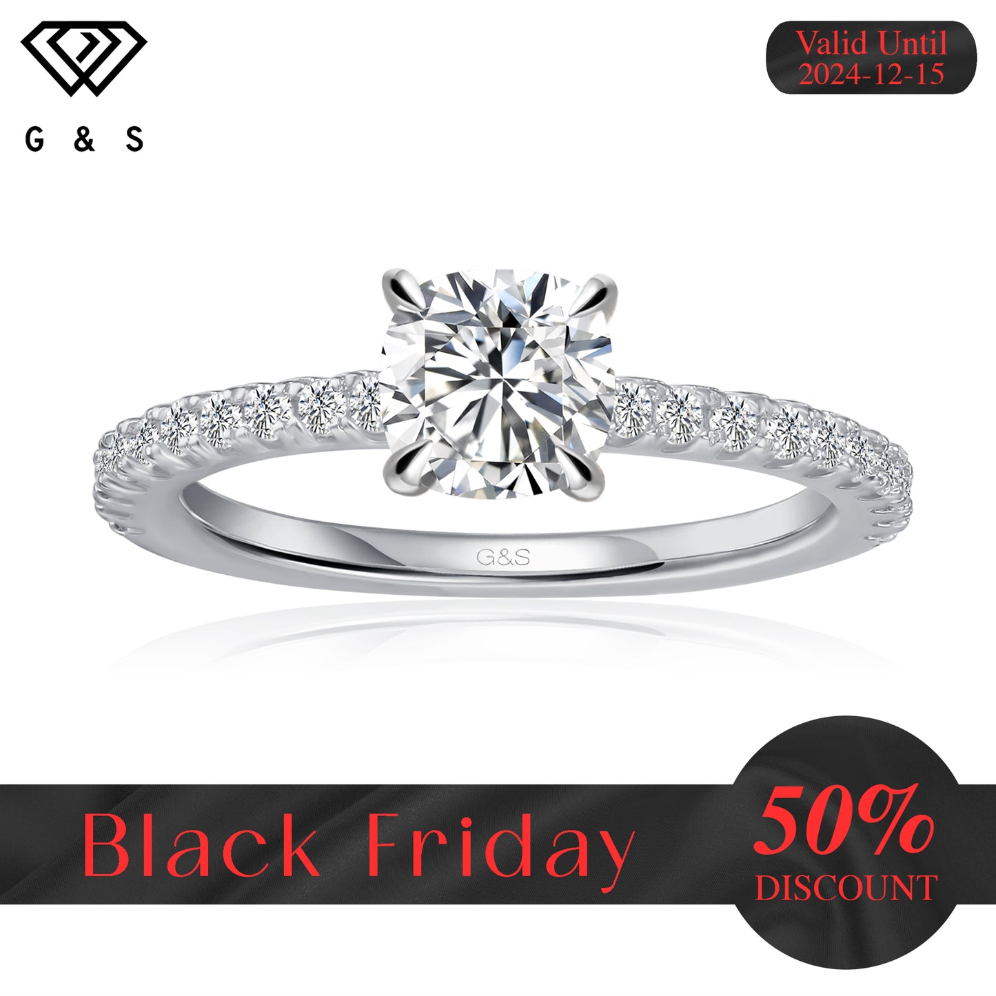 Hidden Elegance Cushion Cut Moissanite Engagement Ring - Black Friday