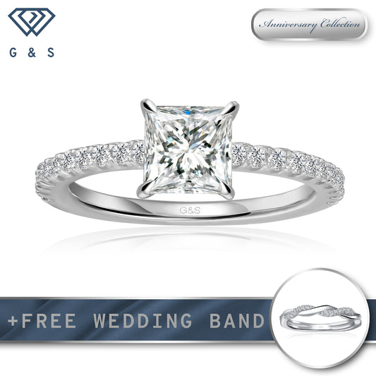 Hidden Elegance Princess Cut Moissanite Engagement Ring