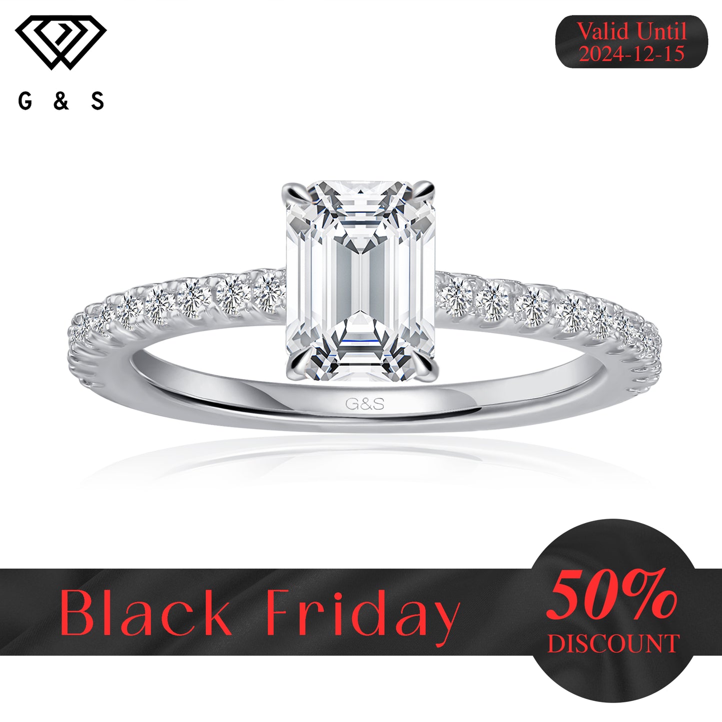 Hidden Elegance Emerald Cut Moissanite Engagement Ring - Black Friday