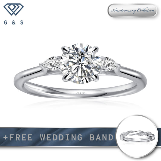 Infinite Love Trilogy Round Brilliant Moissanite Engagement Ring