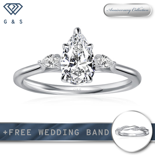 Infinite Love Trilogy Pear Shape Moissanite Engagement Ring