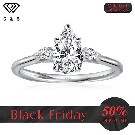 Infinite Love Trilogy Pear Shape Moissanite Engagement Ring - Black Friday