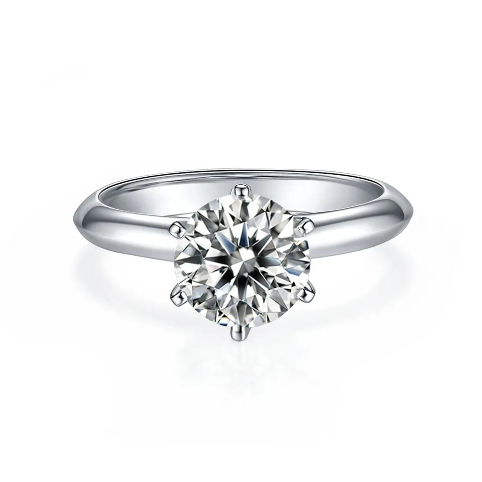 Solitaire Tiffany 6 Claw Setting 2.00ct Moissanite Engagement Ring Set in Sterling Silver