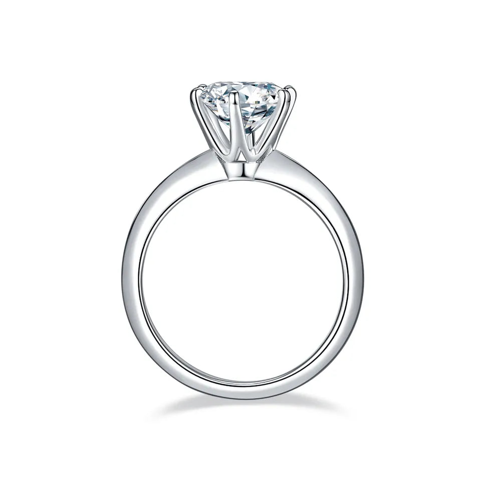 Solitaire Tiffany 6 Claw Setting 2.00ct Moissanite Engagement Ring Set in Sterling Silver
