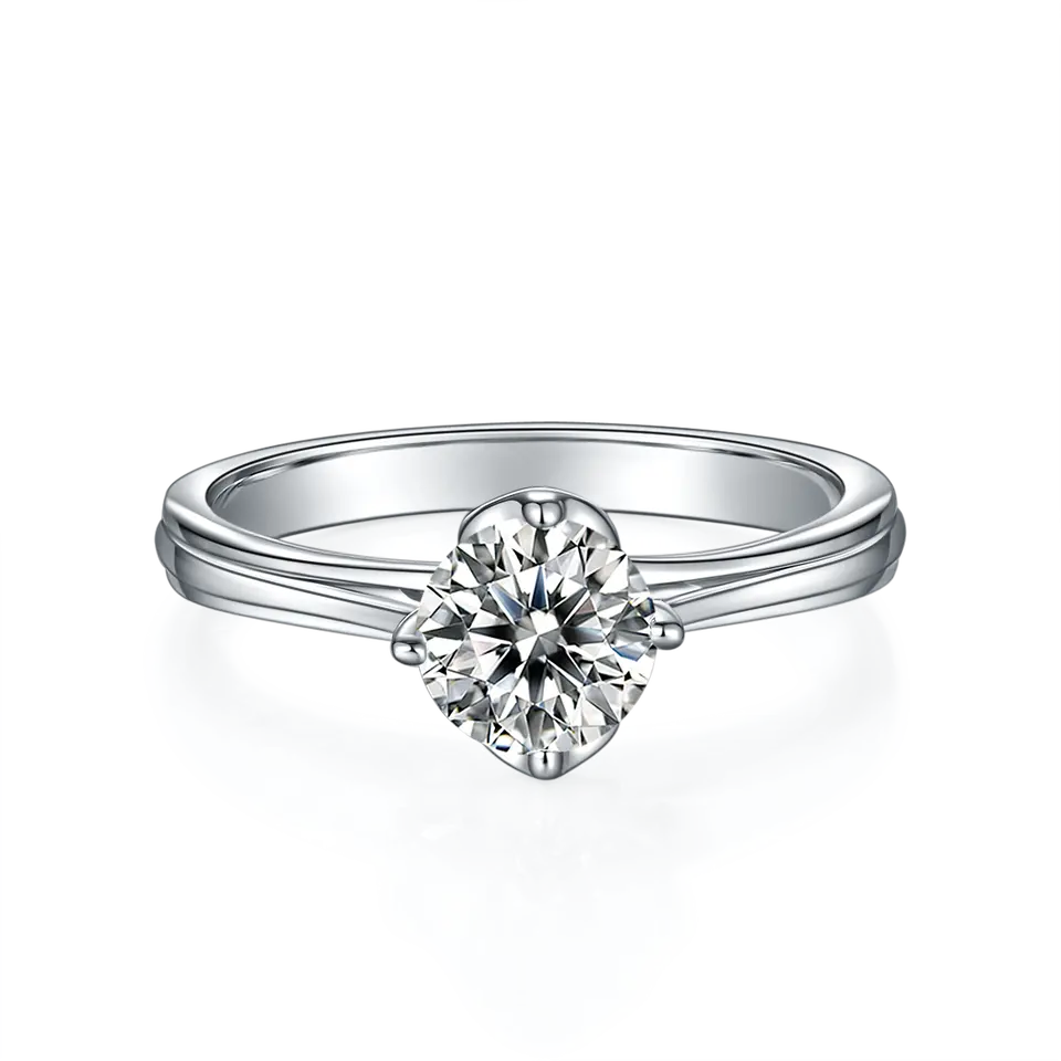 Tulip Solitaire 1.00ct Moissanite Engagement Ring Set in Sterling Silver - Black Friday