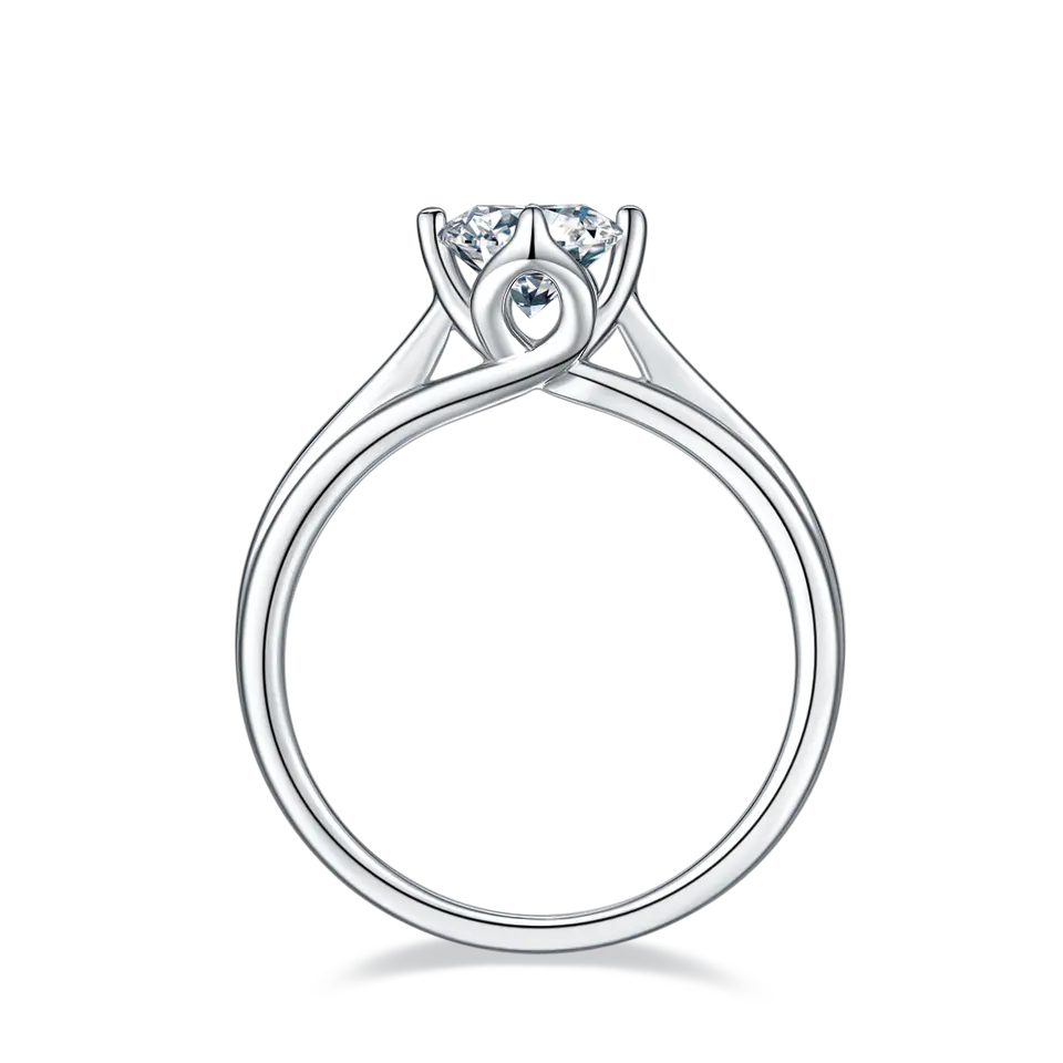 Tulip Solitaire 1.00ct Moissanite Engagement Ring Set in Sterling Silver - Black Friday