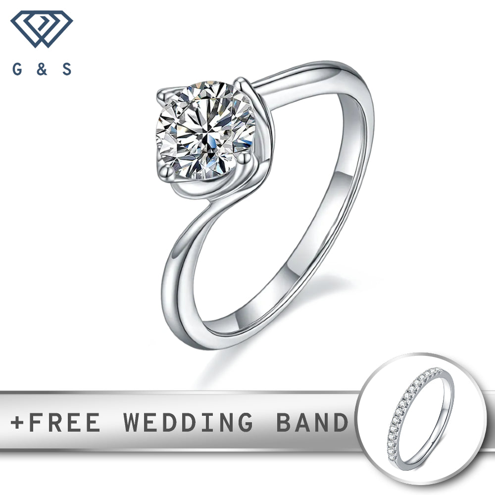Twist Basket Solitaire 1.00ct Moissanite Engagement Ring Set in Sterling Silver