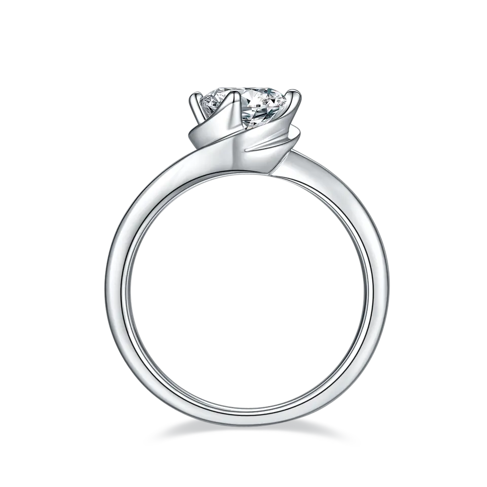 Twist Basket Solitaire 1.00ct Moissanite Engagement Ring Set in Sterling Silver