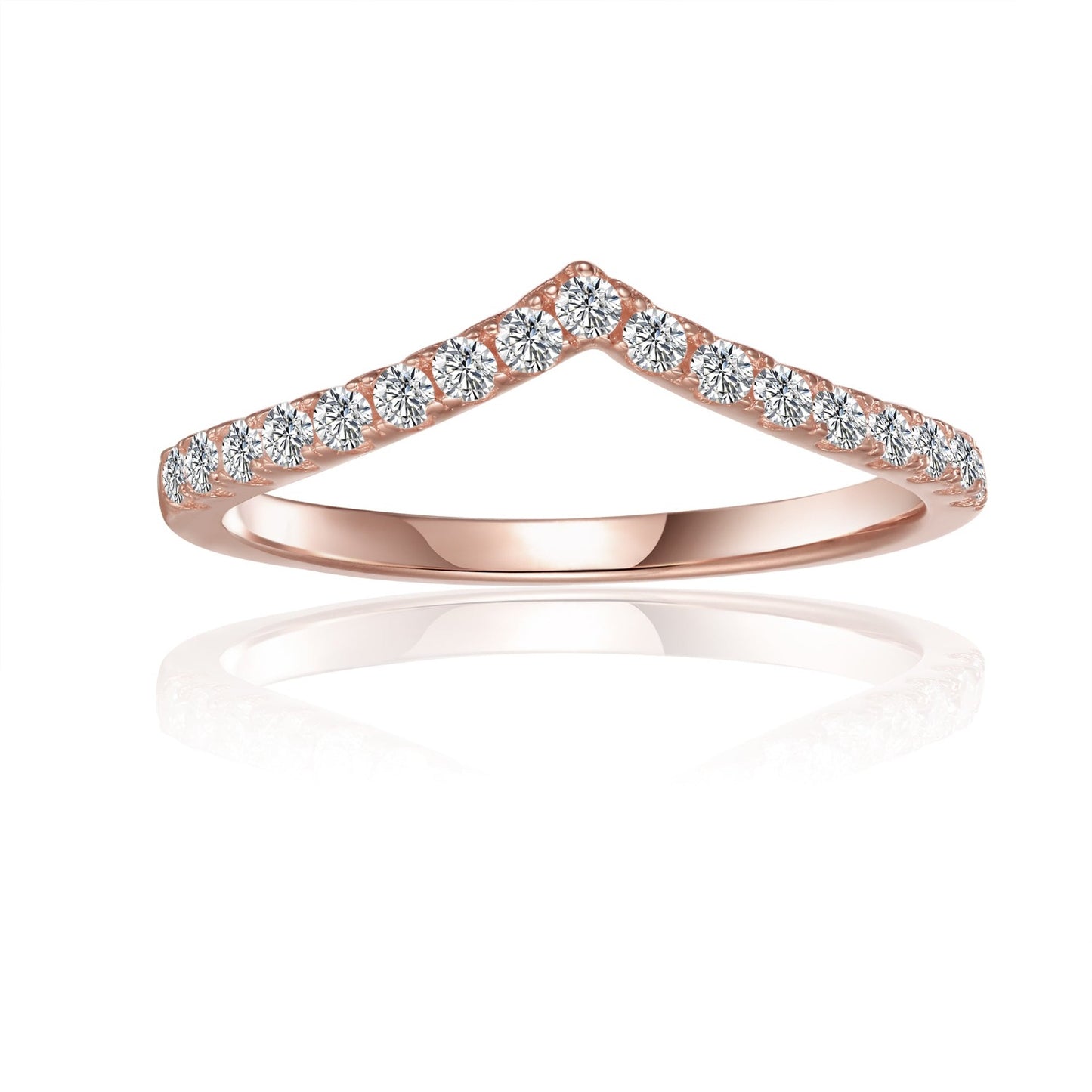 Wishbone Moissanite Wedding Band Set in 9ct Rose Gold