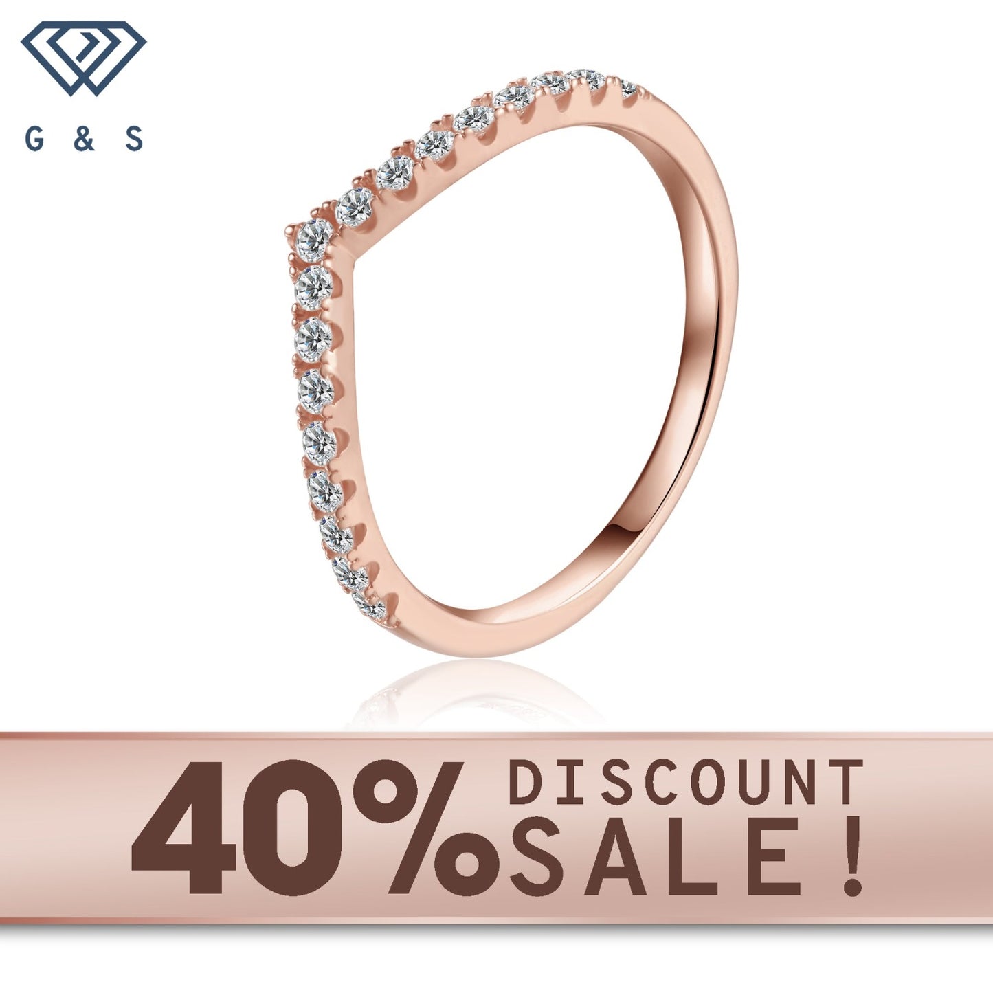 Wishbone Moissanite Wedding Band Set in 9ct Rose Gold